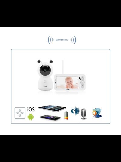 Видеоняня Ramili Baby RV100, монитор и 1 поворотная видеокамера, двухрежимная видеоняня, с DVR. HD