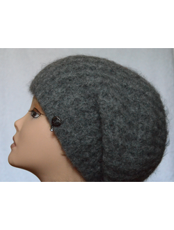 Женский вязаный берет и шарф из мохера и шерсти Италия Vizio 5967 серый