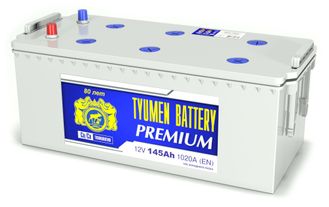Аккумулятор Тюмень Премиум 145 Ач (TYUMEN BATTERY Premium) 6СТ-145L П/П (Ca/Ca) ток 1020А конус прямая полярность - +
