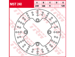 Тормозной диск передний/задний TRW MST240 для мотоциклов Honda CB 250/500/750/900, NSS Forza 250, XL Transalp 600/700, Africa Twin 650 // Cagiva Gran Canyon 900, Navigator 1000