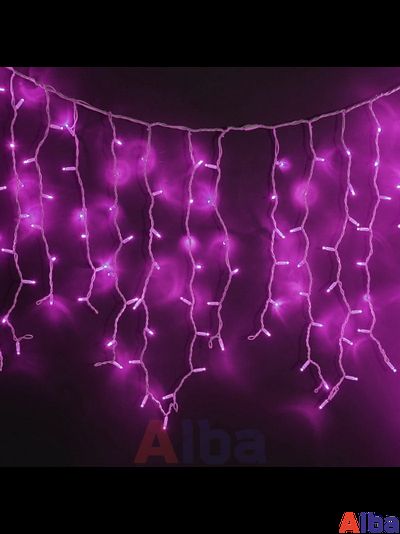 Бахрома 3*0.5 м РОЗОВЫЙ, мерцание IP 65