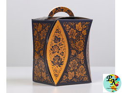 УПАКОВКА ДЛЯ КУЛИЧА "УЗОР ХОХЛОМЫ" ЧЕРНЫЙ D 9  СМ