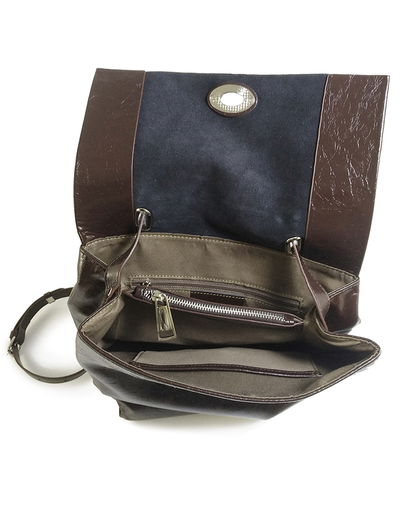 (АРТИКУЛ: 9746/23) ЖЕНСКИЙ РЮКЗАК, СРЕДНЕГО РАЗМЕРА, НАТУРАЛЬНАЯ КОЖА "МЯТЫЙ ЛАК", ТЕМНО-КОРИЧНЕВЫЙ