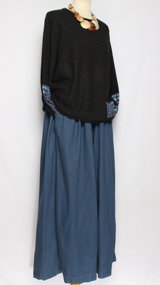 ЮБКА-БРЮКИ  джинсовая "Разрезы широкая " синяя р.46-54