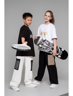 Брюки с накладными карманами из мешковины