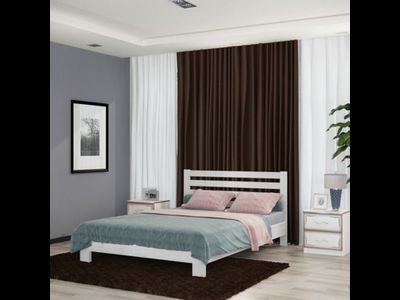 Кровать &quot;Вероника&quot; массив сосны ламели белый античный (Браво)