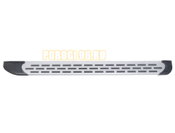 Пороги алюминиевые "Premium Silver" 2000 серебристые Slitkoff для Volkswagen TERAMONT (2018-2025)