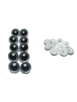 Глаза для кукол с глиттерной вставкой 18 мм, серебро