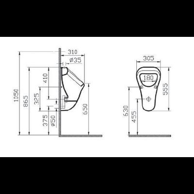 Писсуар VitrA Arkitekt, цвет белый, подвод воды сверху, 6202B003-0198