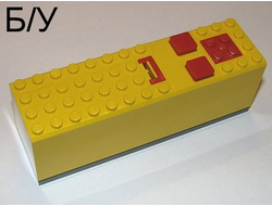 ! Б/У - Electric 9V Battery Box 4 x 14 x 4 with Red Buttons and Contact Plate with Dark Bluish Gray Base 2846 / 2847c00, Yellow (2847c03) - Б/У