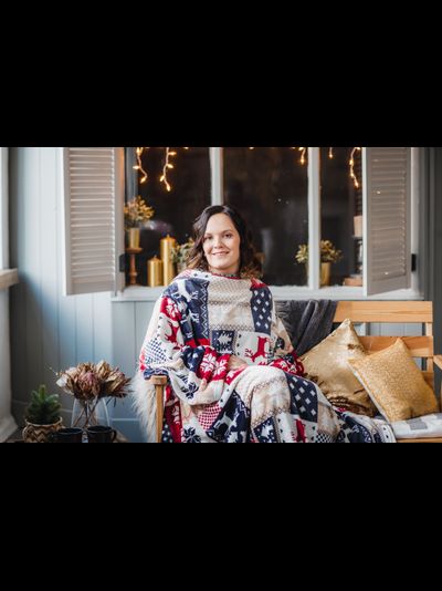 Зимние узоры и Грелка шарф Бежевая