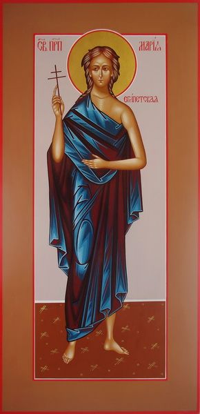 Мария Египетская, Святая Преподобная. Рукописная мерная икона.