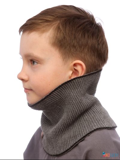 Шарф(снуд)  22-33 двойной, цвет черный,темно-серый размер 1