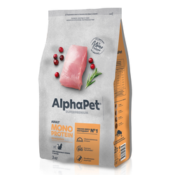 AlphaPet (АльфаПет) Superpremium Monoprotein сухой корм для взрослых кошек с индейкой, 3 кг