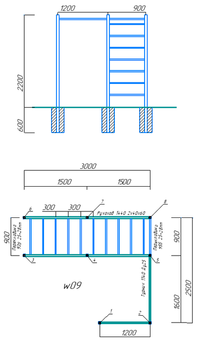 Спортивная площадка Workout w09.2 + качель