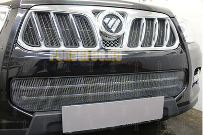 Защита радиатора Foton Sauvana 2015- (8 частей) black верх