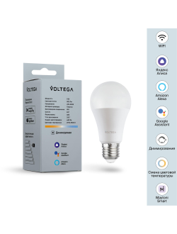 Светодиодная лампа Wi-Fi A60 E27 9W 2700K-6500K MIX DIM 200°, 2429