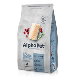 AlphaPet (АльфаПет) Superpremium Monoprotein сухой корм для взрослых кошек с белой рыбой, 3 кг