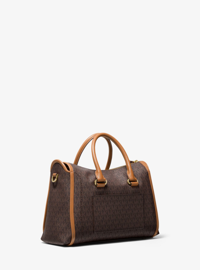 Сумка сэтчел Майкл Корс Карина с логотипом коричневая