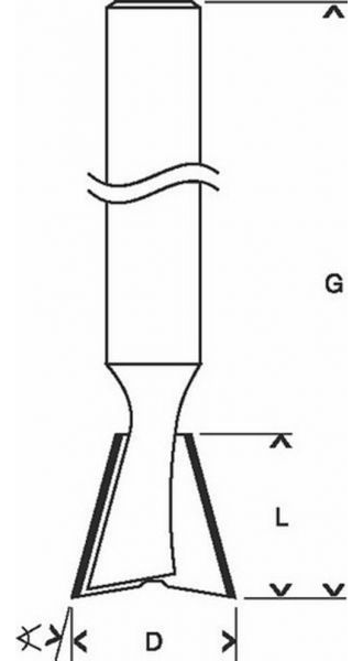 Шипорезная фреза Bosch  D 8 ( D-14,3; L-12,7; Угол-14° )