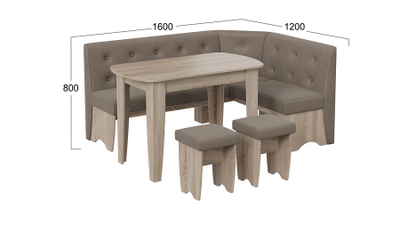 Кухонный уголок «Барселона» Дуб Сонома трюфель/Микровелюр Duna Stone