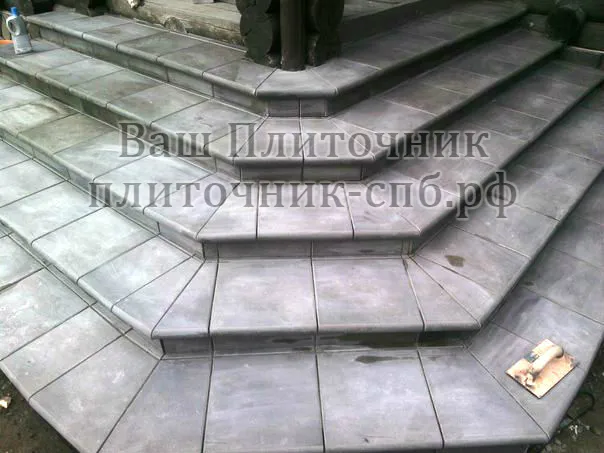 Облицовка ступеней лестницы клинкером