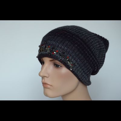 Итальянская шапка с украшениями Сваровски Vizio 5833 серая