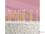Свечи в торт &quot;С днём рождения&quot; 10 шт, средние,бронзовый металлик