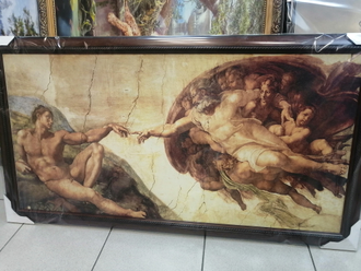 Картина в багете 50х100 см Michelangelo Buonarroti - Creation of Adam
