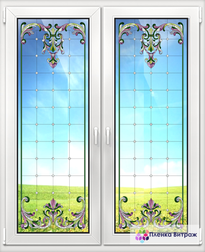 Витражная пленка, витражная пленка самоклеющаяся, пленочный витраж с классическим рисунком