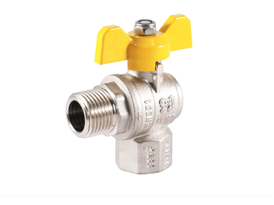 Кран шаровый газовый угловой "ProFactor" 1/2 вн/нар (бабочка)