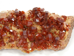 Ванадинит, кристаллы на породе, Марокко (75*37*22 мм, 68 г) №35890