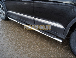 Пороги овальные с накладкой 75х42 мм ТСС для Haval M6 2023-