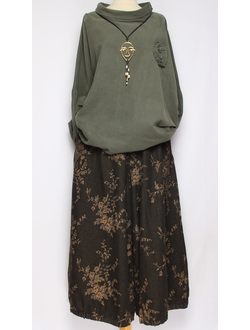 Рубашка "Вельвет хомут роза" хаки до р.56