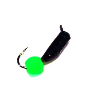 Мормышка вольфрамовая Столбик чёрн шар зел вес.0.32gr.12mm. d-2.0mm,