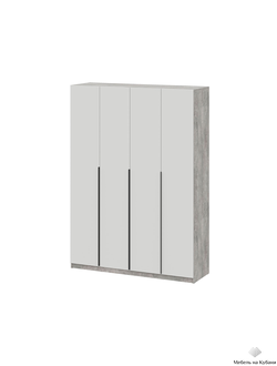 ШК 5 1600 шкаф четырехстворчатый распашной Цемент светлый/Белый текстурный