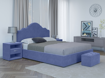 Кровать двуспальная, MyCloud Эльза с подъемным механизмом, бельевым ящиком, мягкое изголовье фигурное