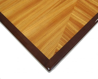 Zebrawood Veneer in Reverse Box Pattern with Stained Wood Edge