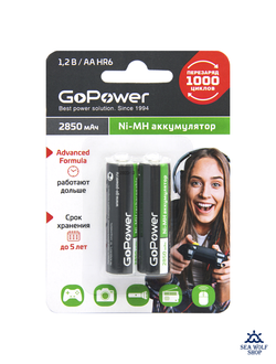 Аккумулятор GoPower AA 2850mAh пальчиков.