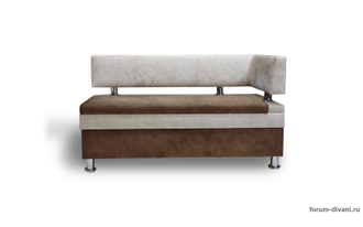 Кухонный ДИВАН "ФОРУМ-4" с боковой спинкой, Коричневый/Слоновая кость Правый