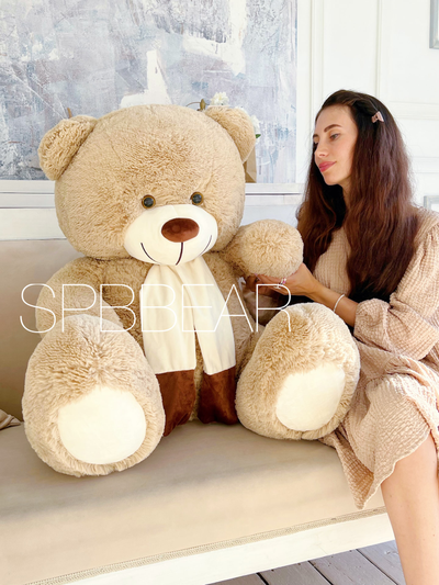 Большой плюшевый медведь 140 см кремовый Барни