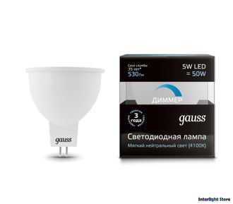 Gauss LED MR16 5w 840 Dim GU5.3