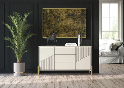 Тринити КМ-001 (МДФ) Комод Дуб Крафт серый/МДФ - матовая Флан GA-06