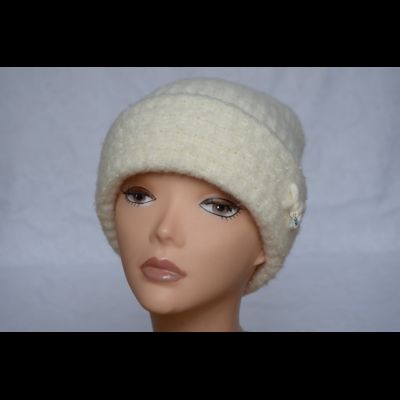 Вязаная белая шапка с отворотом для женщин Vizio Италия 6518 CLR