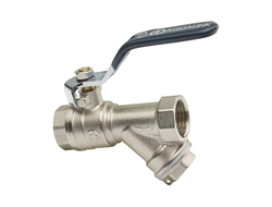 Кран шаровый с косым фильтром FF 3/4 Vs B гайка-гайка бабочка [52056]