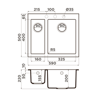 МОЙКА OMOIKIRI BOSEN 59-2 SA (4993151) БЕЖЕВЫЙ