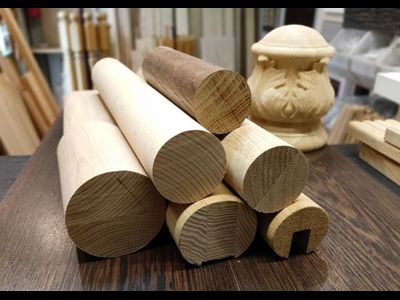 Круглый поручень из дуба, бука, сосны, диаметр 50 мм