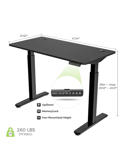 Компьютерный стол Eureka ERK-EHD-4801-B-V1, 120х70х75 см черный