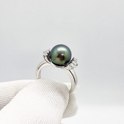 Кольцо с черным жемчугом