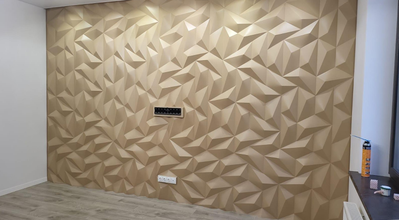 Гипсовая 3D панель "Трапеция" (монтаж в Москве, ракурс 2)